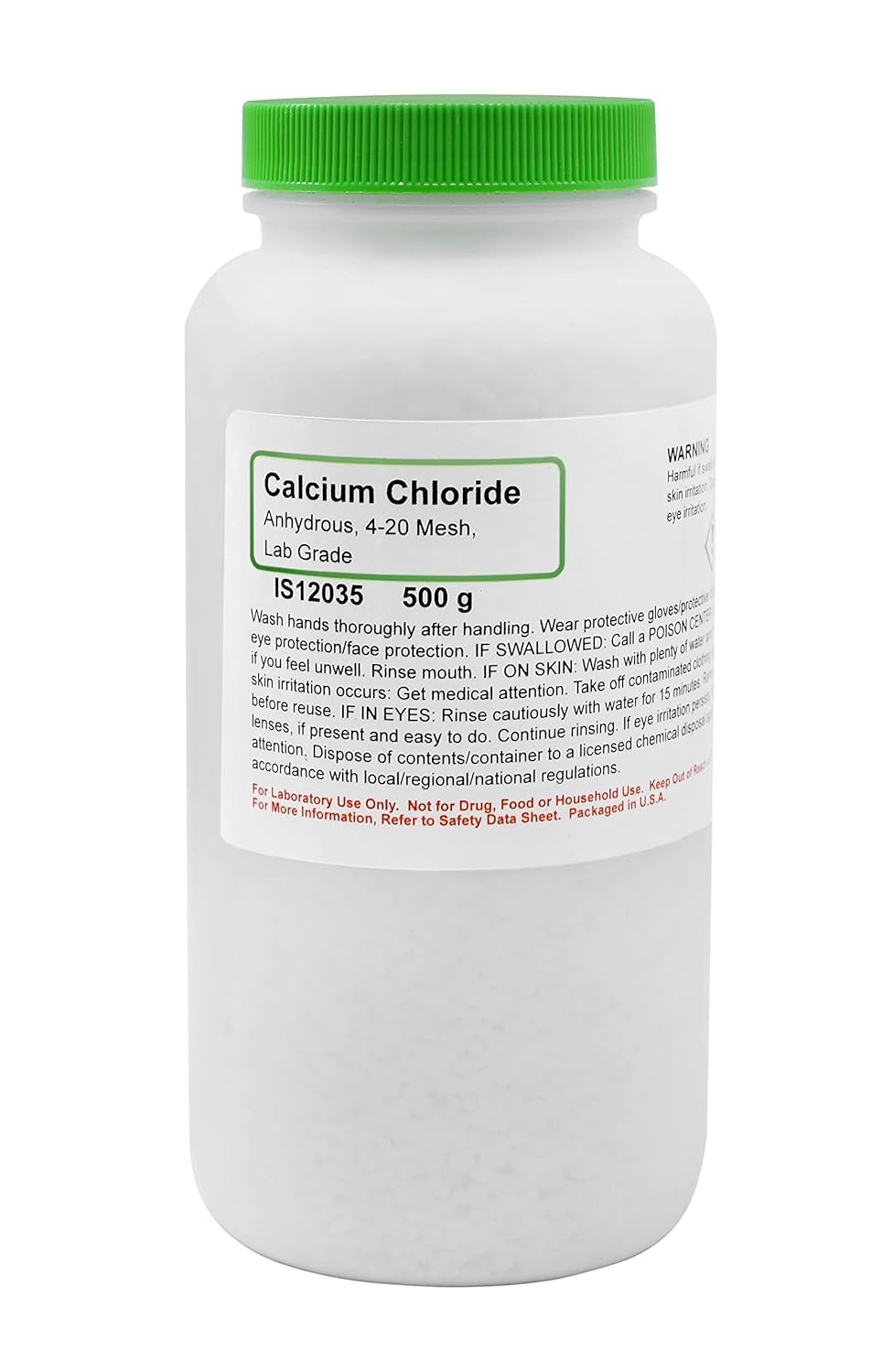 Anhydrous Calcium Chloride 500g 4-20 Mesh Laboratory Grade Chemical Reagent