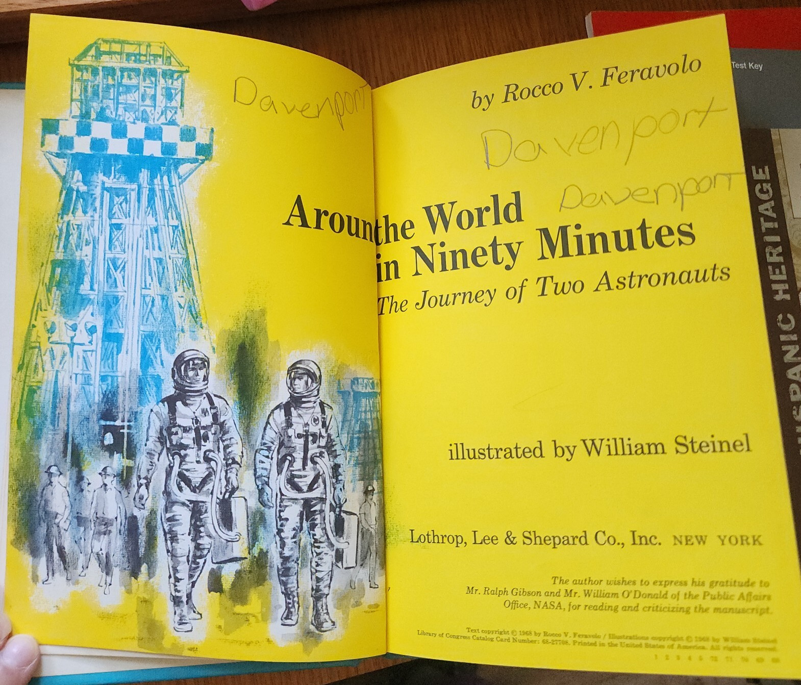Ex-Library 1968 Around the World in 90 Minutes Illustrated Space Rocket Child
