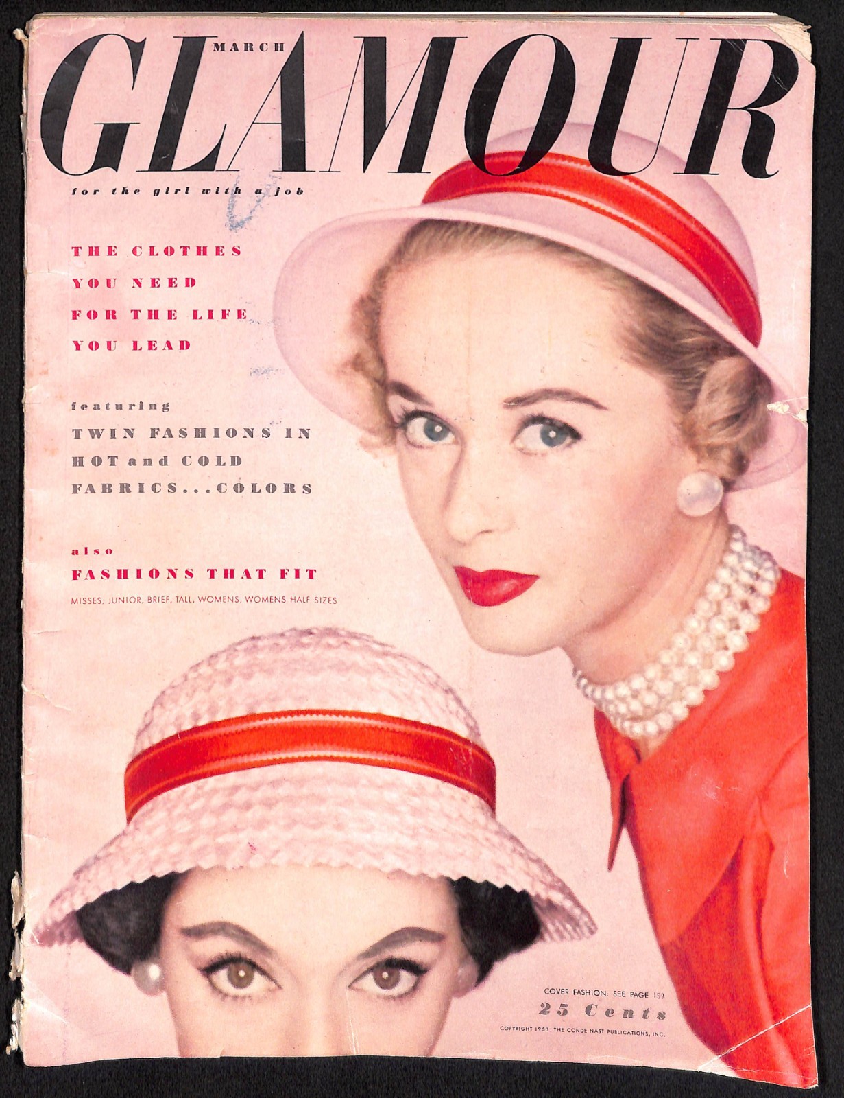 Rare Vintage Glamour Magazine March 1953 | Fabrics Fashions Jobs 188 pages
