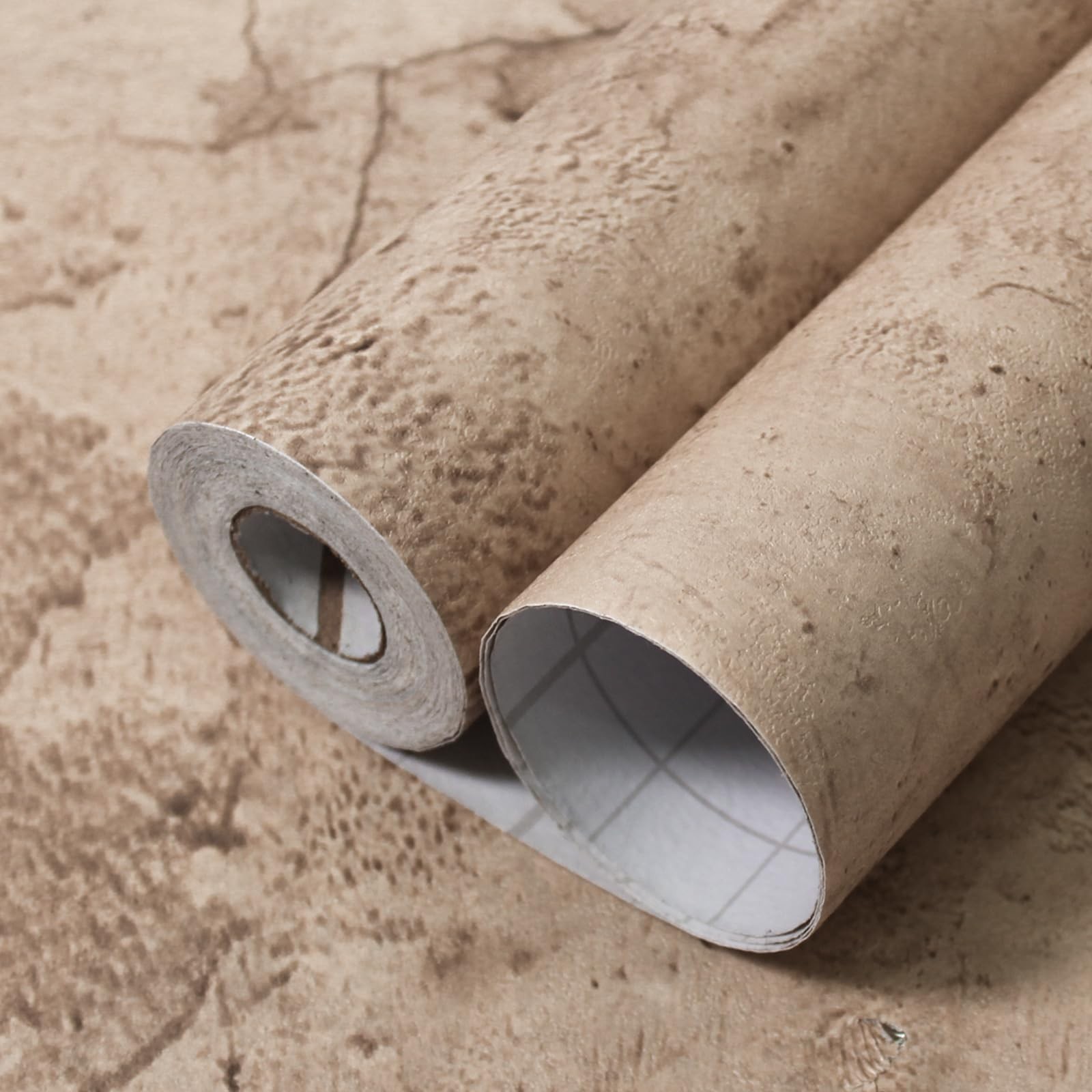 Beige Concrete Wallpaper 15.9in X 180in, Cement Contact Paper 3D Matte Textur…