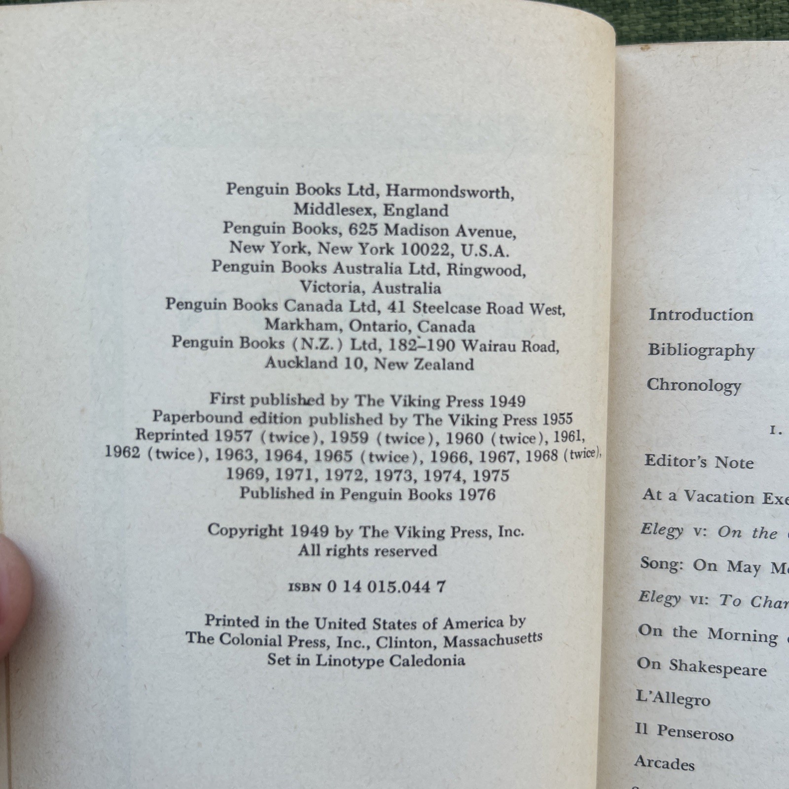 The Portable Milton A Curated Anthology of Works by John Milton. Paperback 1976