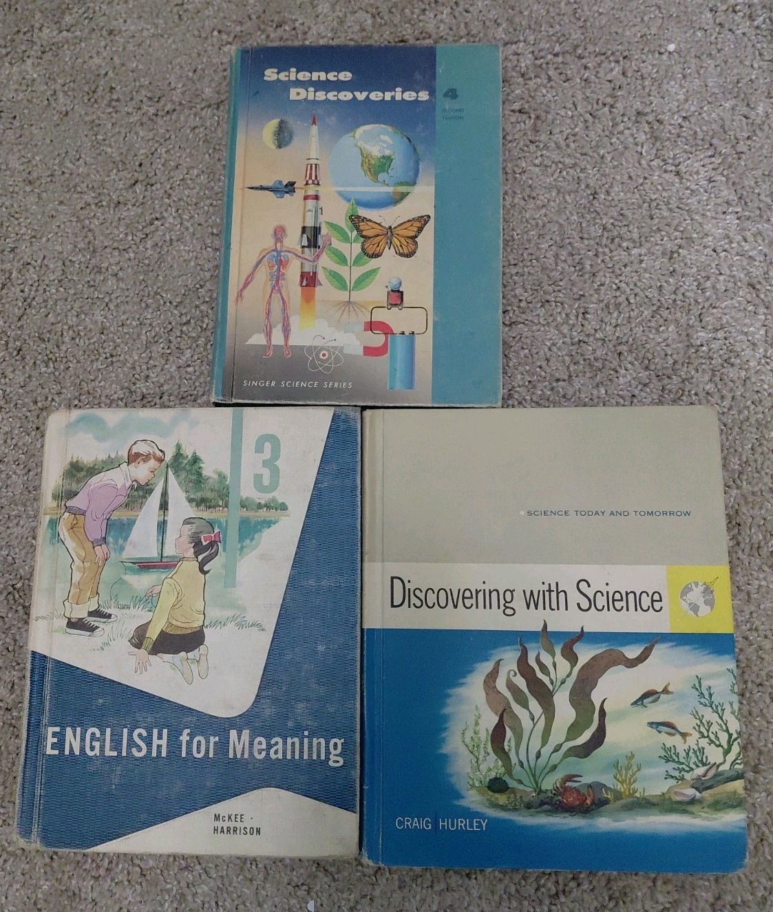Lot of 3 Vintage 1950s/ 1960s Elementary Textbook English & Science- Homeschool