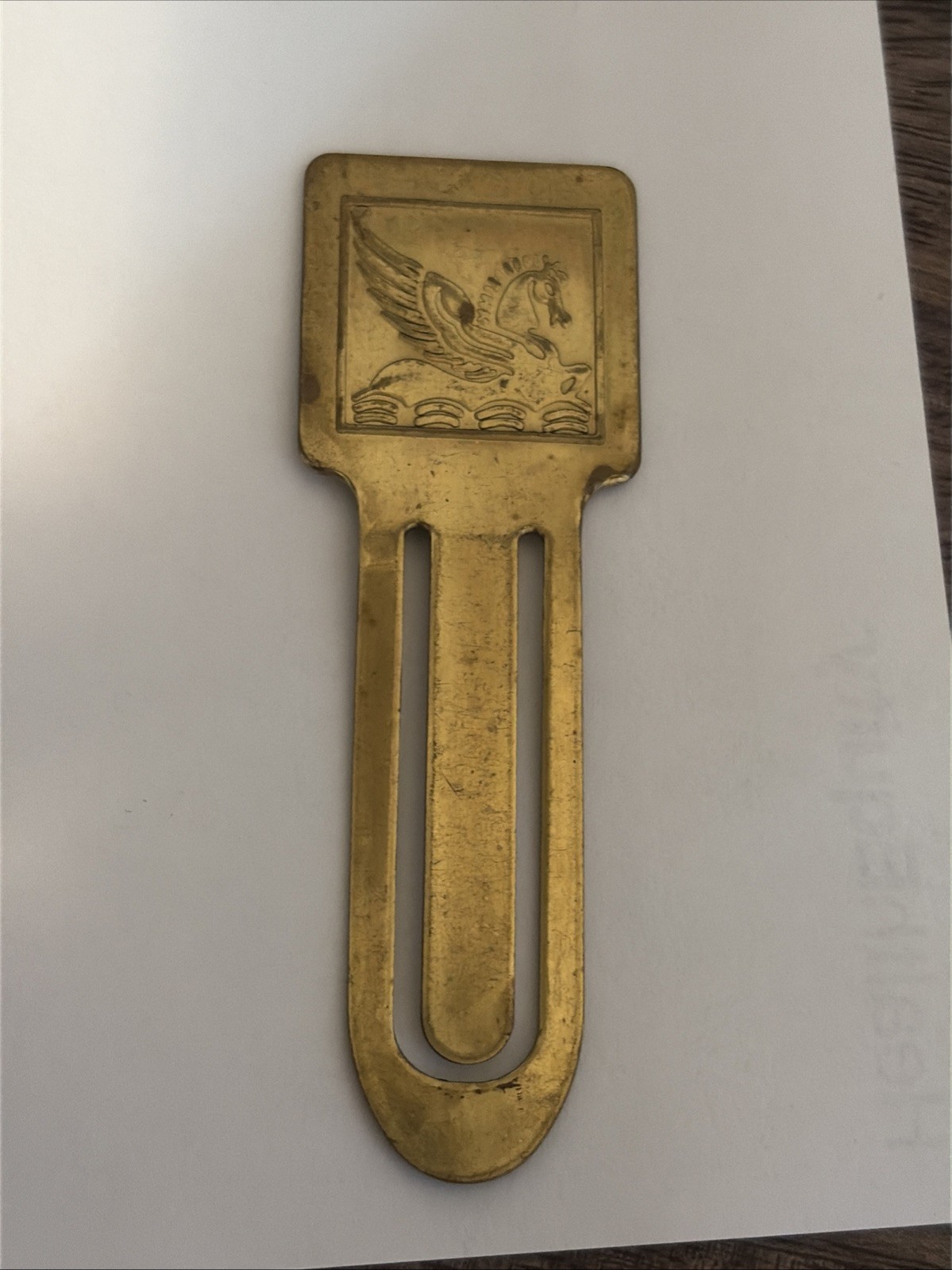 Pegasus Flying Horse Small Gold Tone Vintage Metal Paper Clip Book Marker