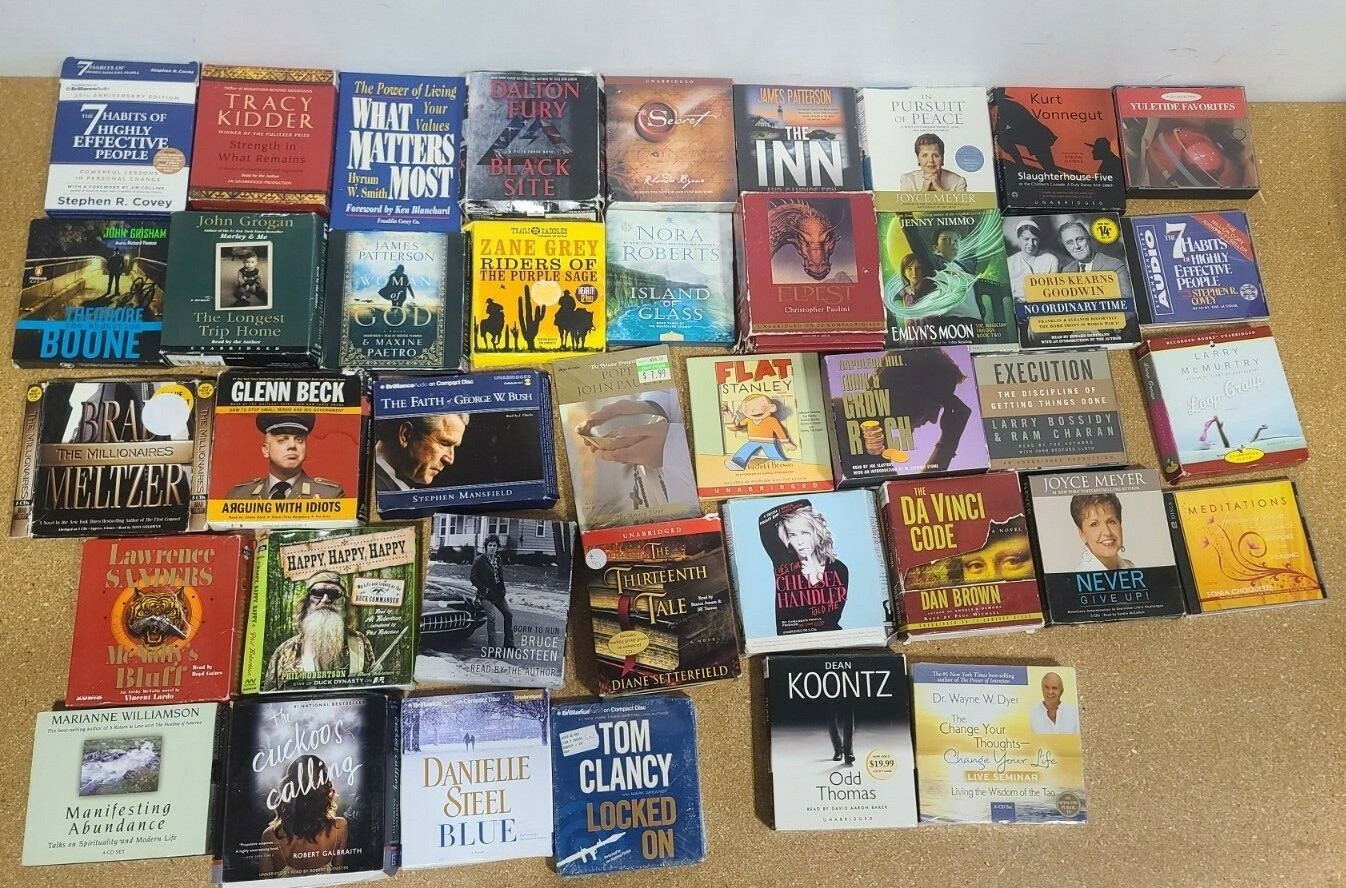 Wholesale Random Audio books on cd lot of 30+ assorted audiobooks Examples Pictu