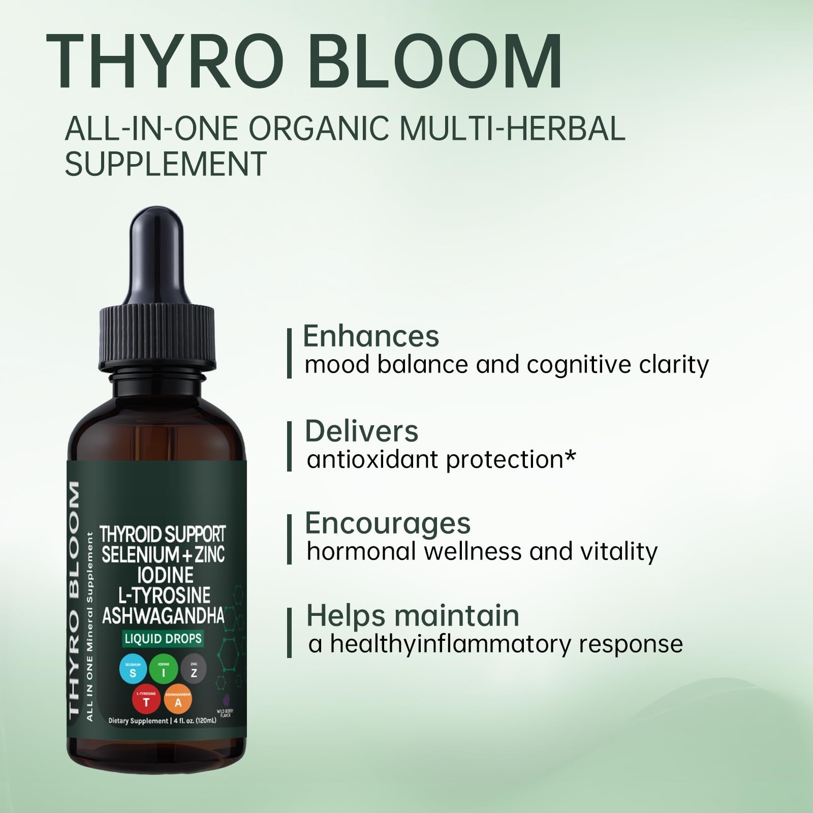 Thyroid Support Liquid Drops,Liquid Formula with 4 Fl Oz (Pack of 1)