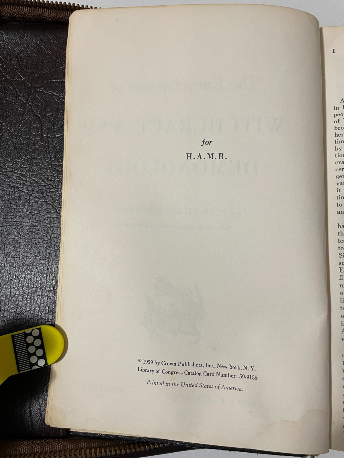 1959 Encyclopedia of Witchcraft Demonology Robbins 1st Ed + Leather Occult Case