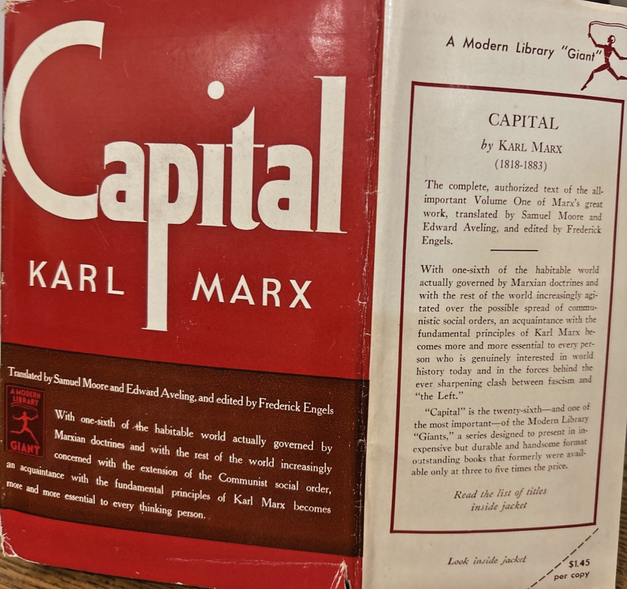 Capital/ Critique of Political Economy – Karl Marx – 1906 -hardcover /dust cover