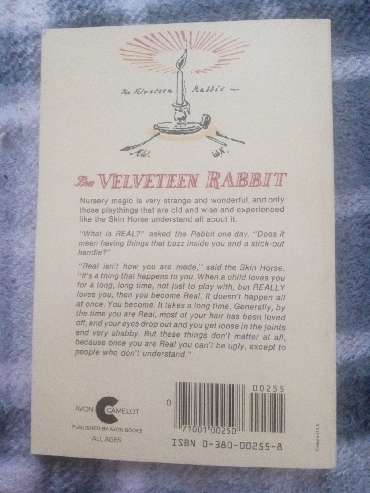 The Velveteen Rabbit by Margery Williams Vintage PB/1975 -First Camelot Printing