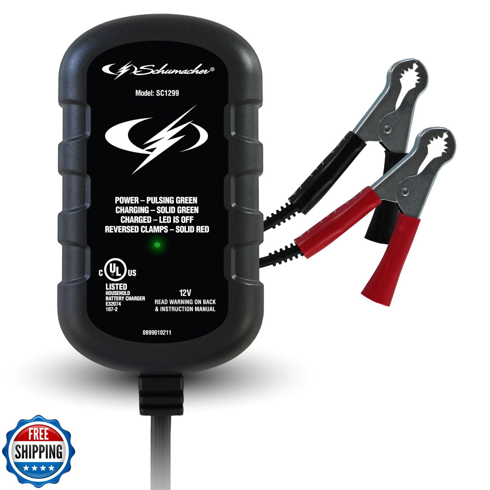 Schumacher Electric 0.8A Car Battery Charger and Maintainer, 2-in
