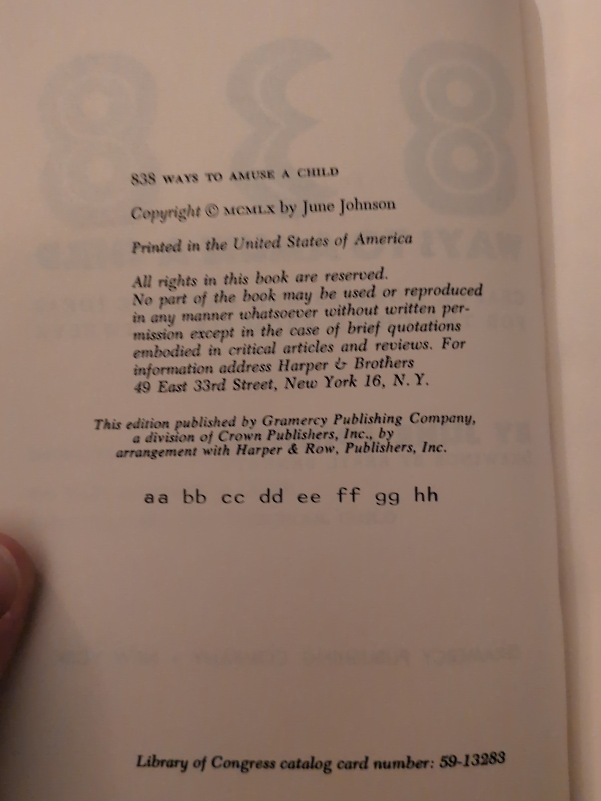 1960 Vintage Children’s Crafts Book “838 Ways to Amuse a Child” Dust Jacket (A)