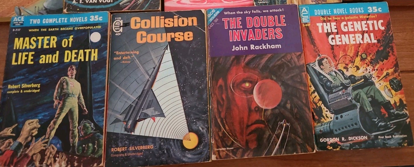 Lot 1950’s/60’s Ace Double Novels, Sci-Fi. M. Leinster/Van Vogt/P.Anderson/other