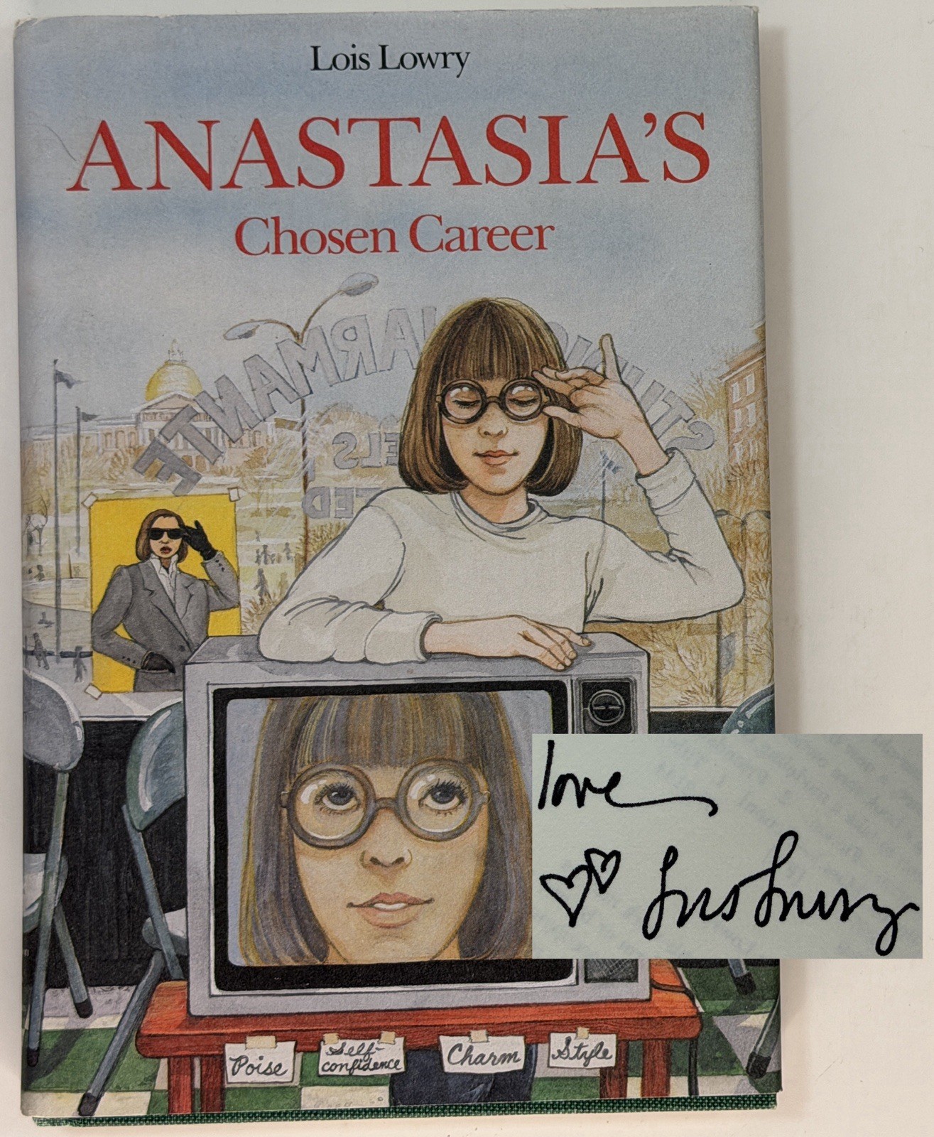 Lois Lowry Signed Inscribed 1st Ed Anastasia’s Chosen Career HC DJ 1987 📖w/❤️’s