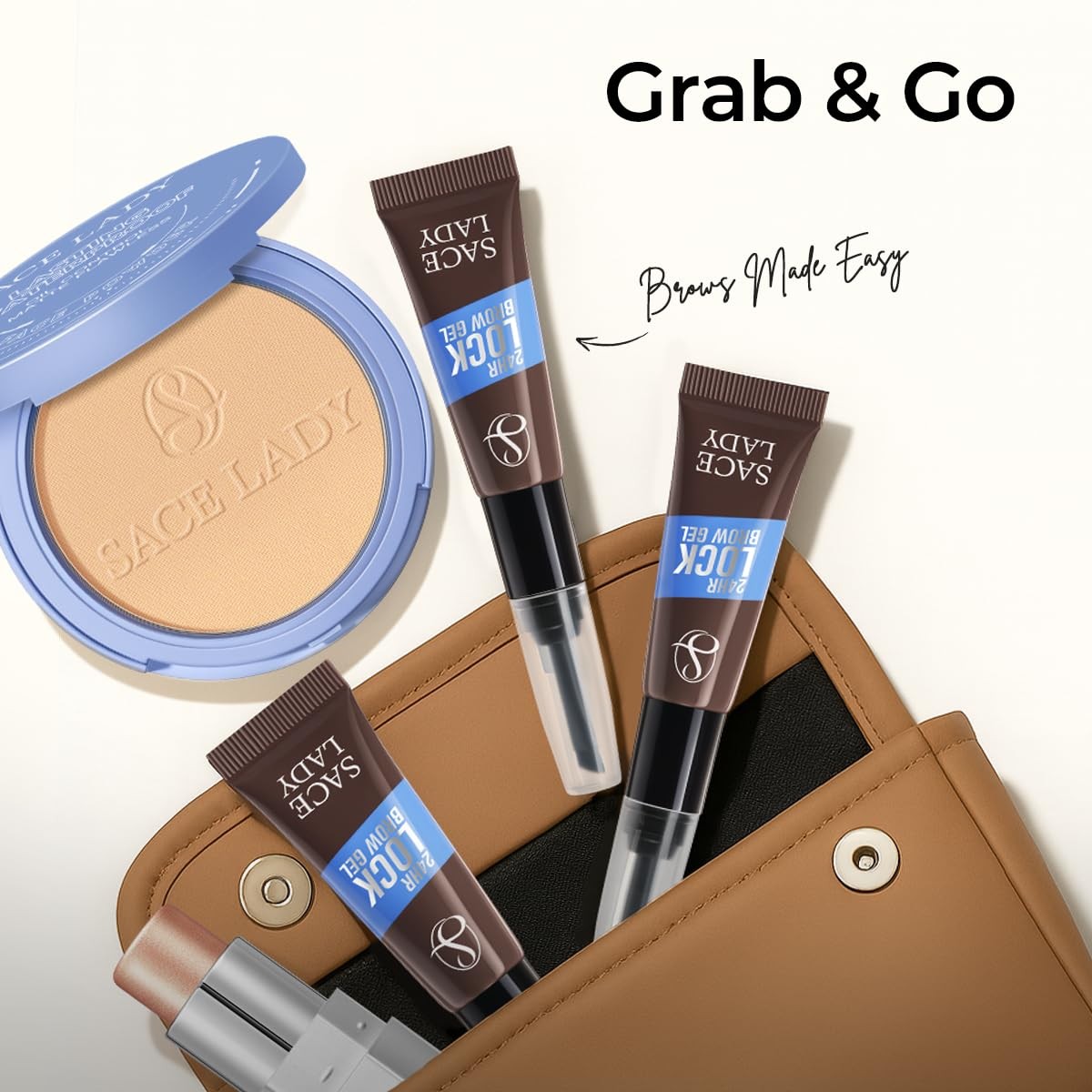 SACE LADY 24H Lock Eyebrow Gel, 0.2 Fl Oz (Pack of 1), 01 Light Brown