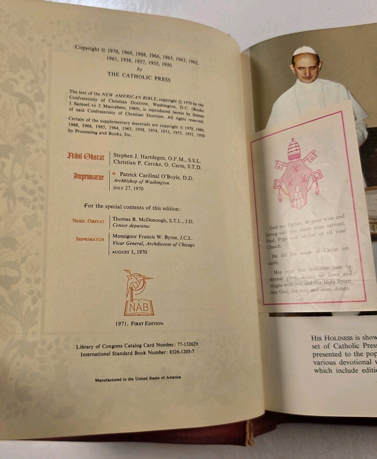 Vtg 1971 New American Bible Holy Name Edition Spiritual Arts Catholic Family