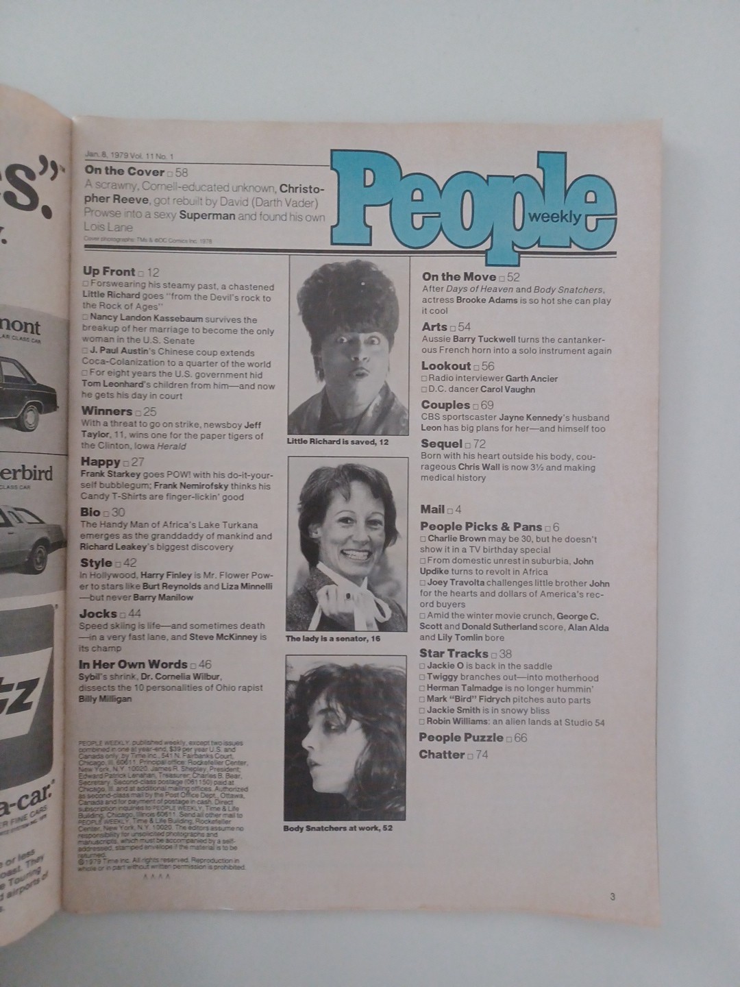 People Weekly Magazine January 8, 1979 Superman Christopher Reeve