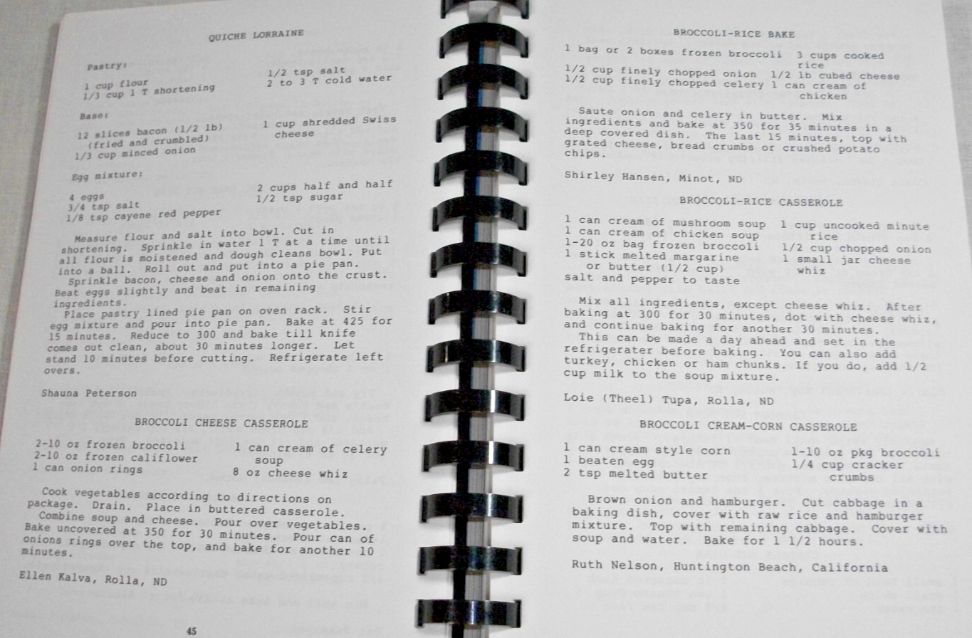 ROLLA ND CENTENNIAL COOKBOOK 1988 NORTH DAKOTA