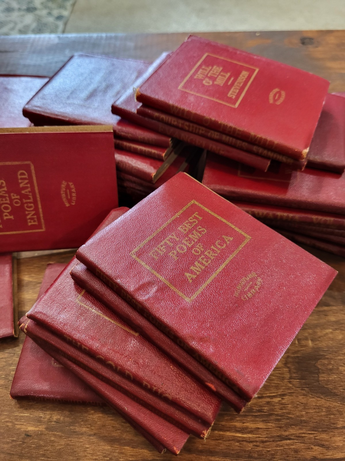 Lot of 66 Vintage 1920s Little Leather Library Miniature Red Books Collection