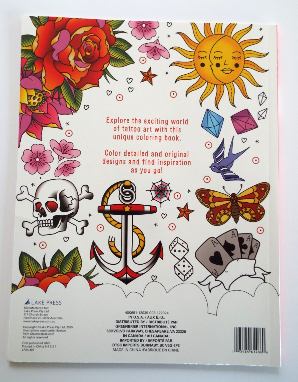 Tattoo Design Coloring Book ~ variety of Images ~ Mindful Coloring 49 pages NEW