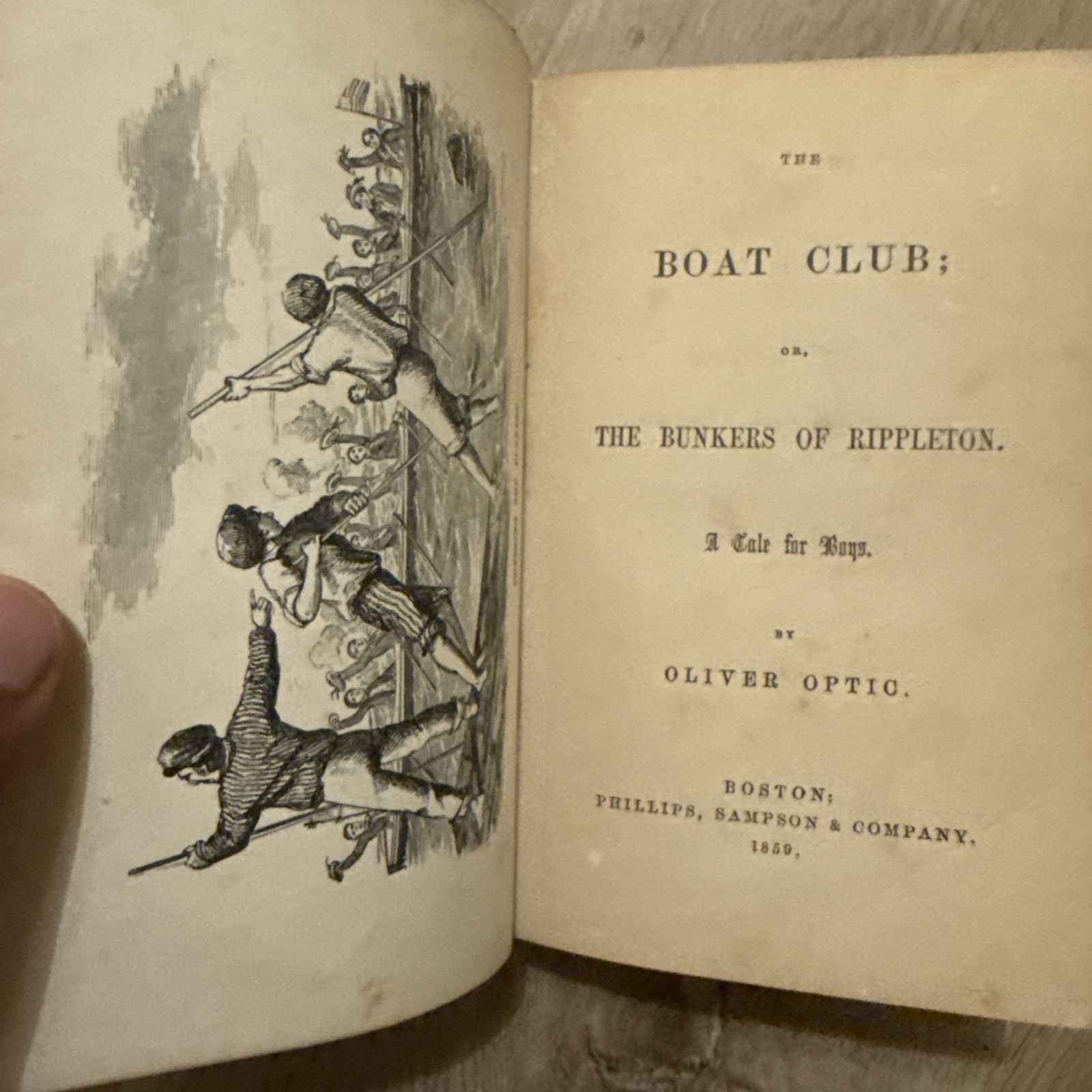 Oliver Optic THE BOAT CLUB Lee and Shepard First Edition 1859 NICE Boys Book