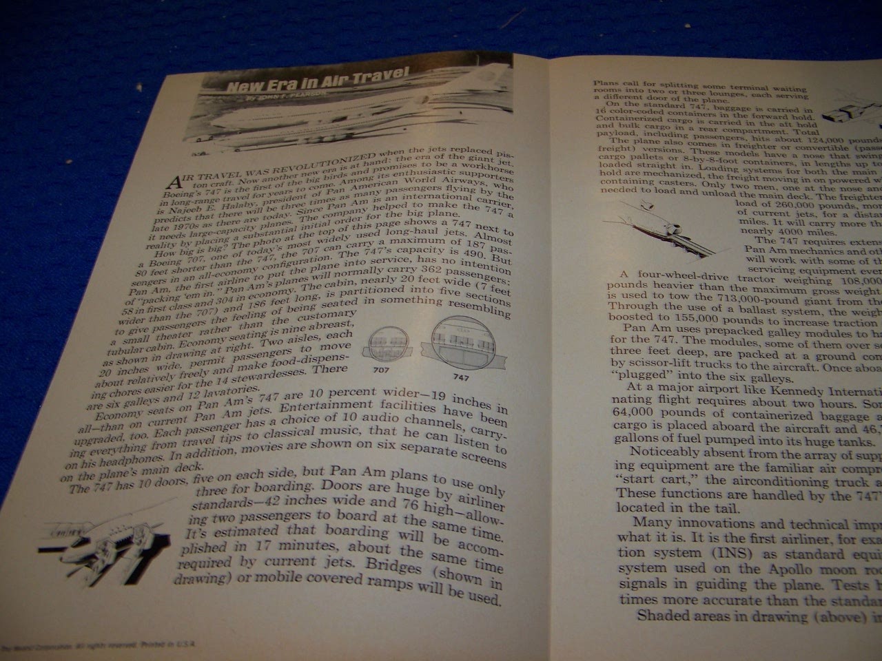 1969 BOEING 747 “WORLD’S LARGEST AIRLINER” 3-PAGE CUTAWAY/DETAILS (364RR)