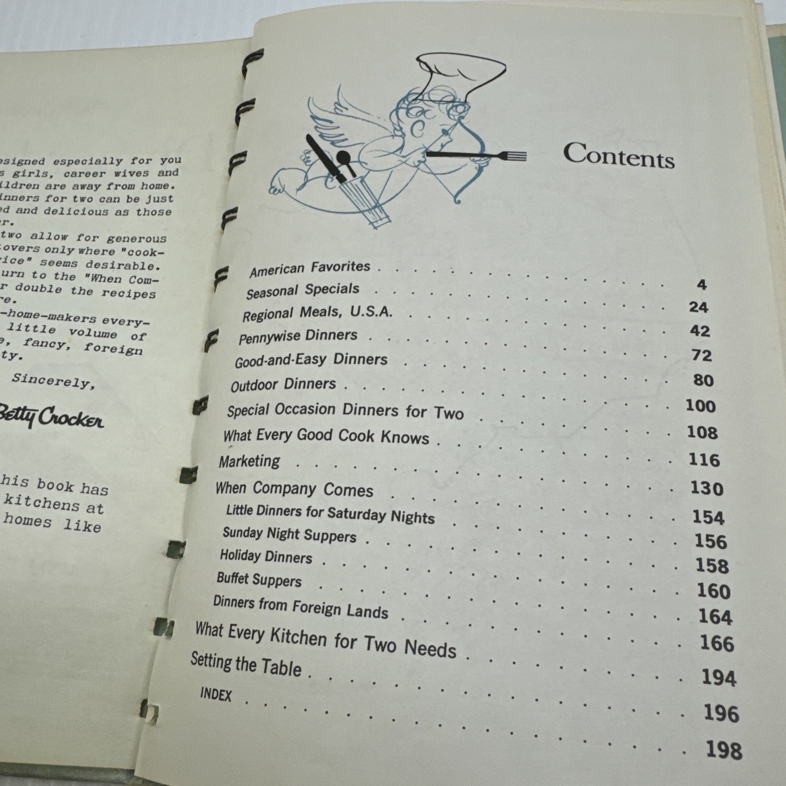 Betty Crocker’s Dinner for Two Cook Fourth Print First Edition 1958 Spiral Bound