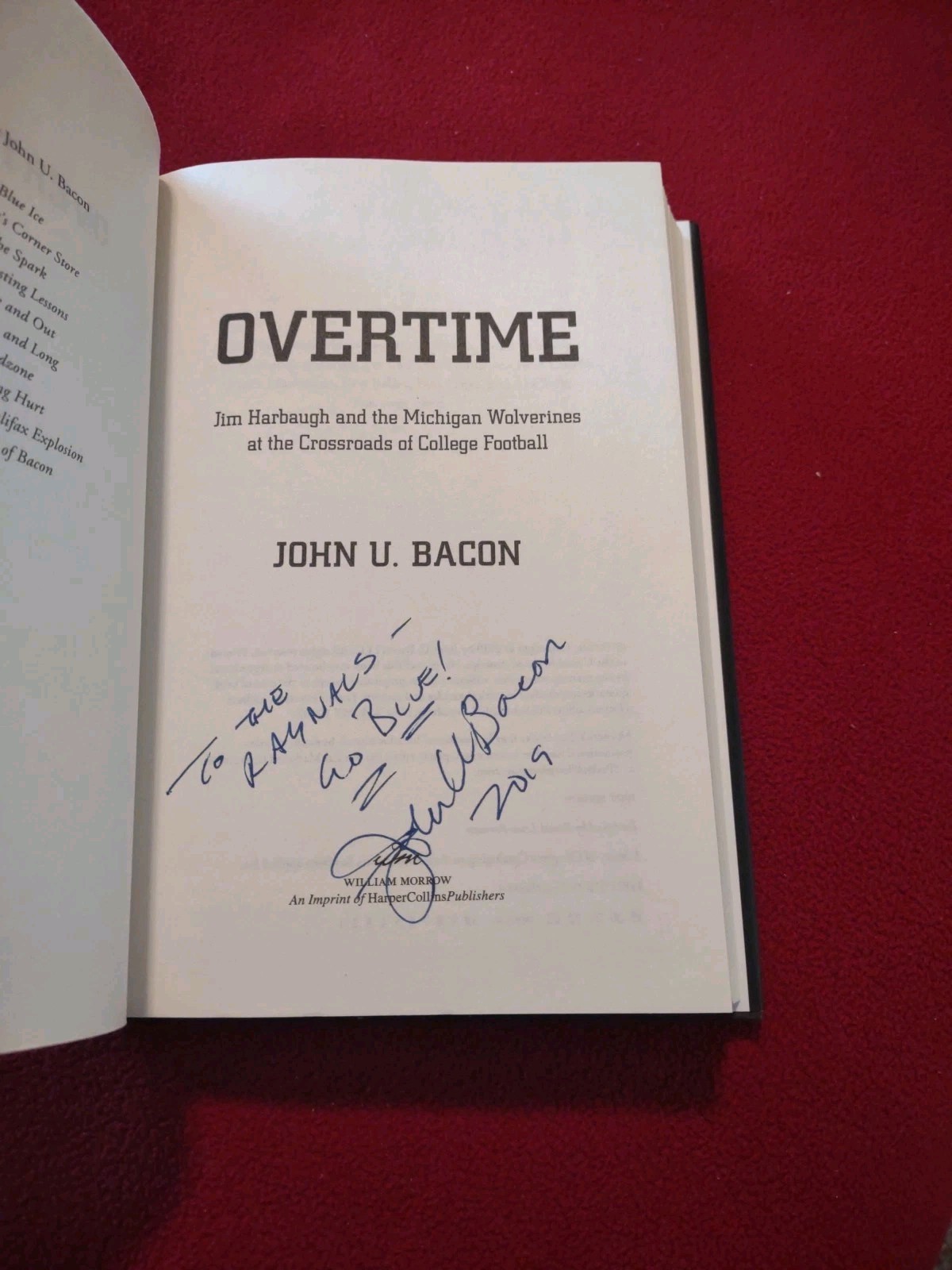 OVERTIME By John U. Bacon *NEW* AUTOGRAPHED Signed Edition Harbaugh & Wolverines