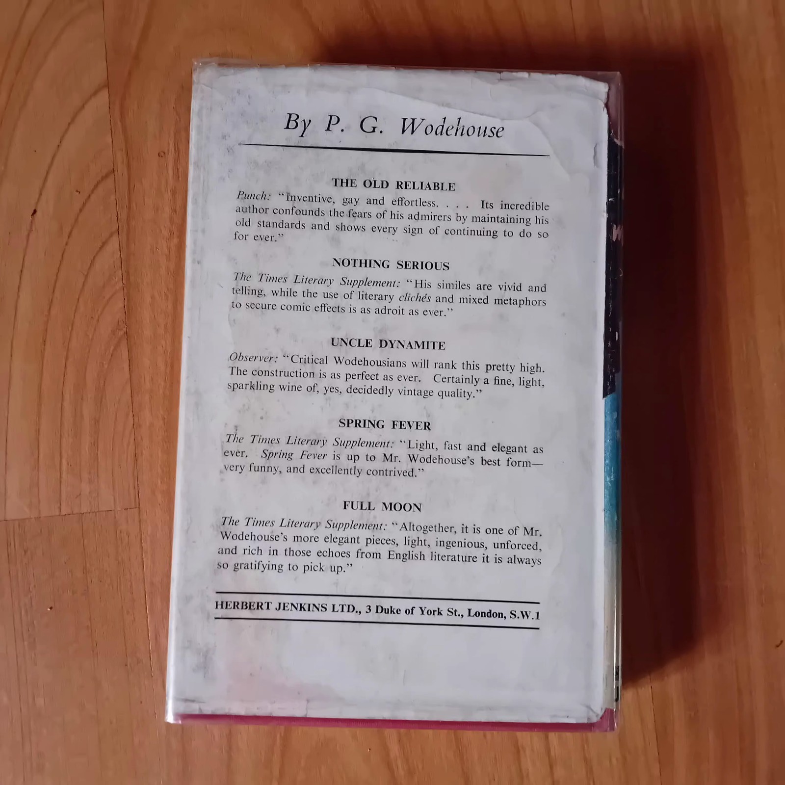 P.G. Wodehouse Barmy in Wonderland 1952 First Edition D/W Herbert Jenkins