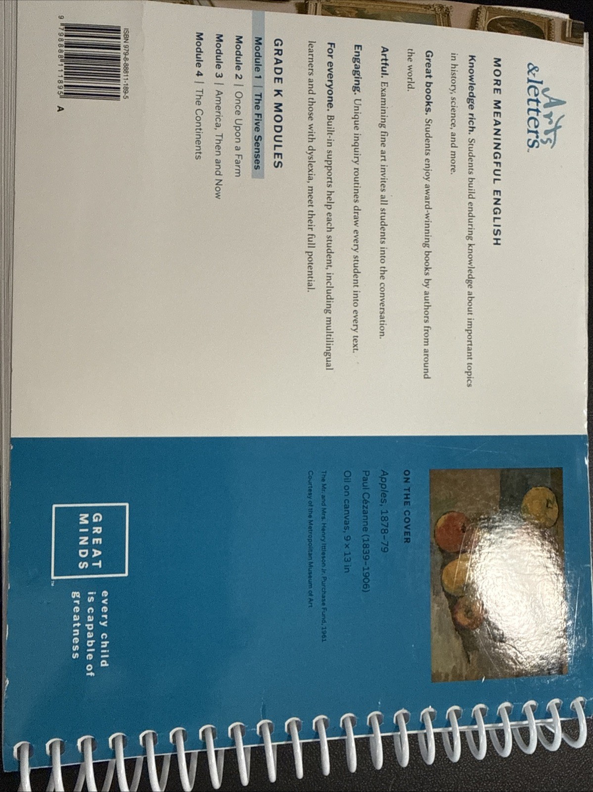 Great Minds Arts and Letters Module 1 Kindergarten Grade K