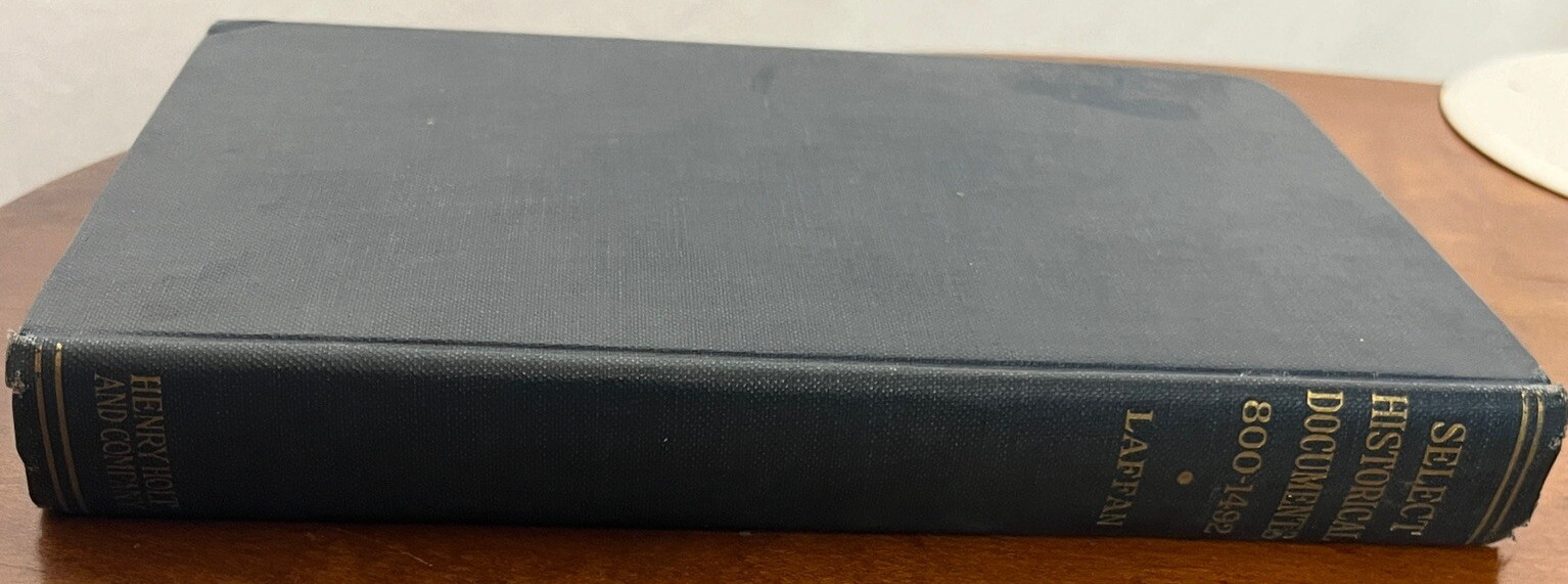 Select Documents of European History Laffan 1929 Vol 1 800-1492 Antique 20s Book