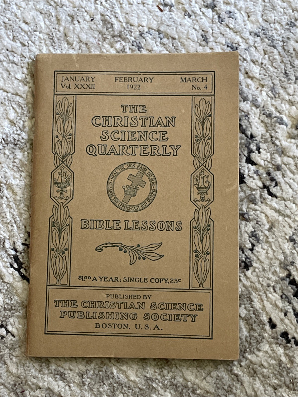 1922 Christian Science Quarterly Bible Lessons Paperback 6”x4” Staple Bound