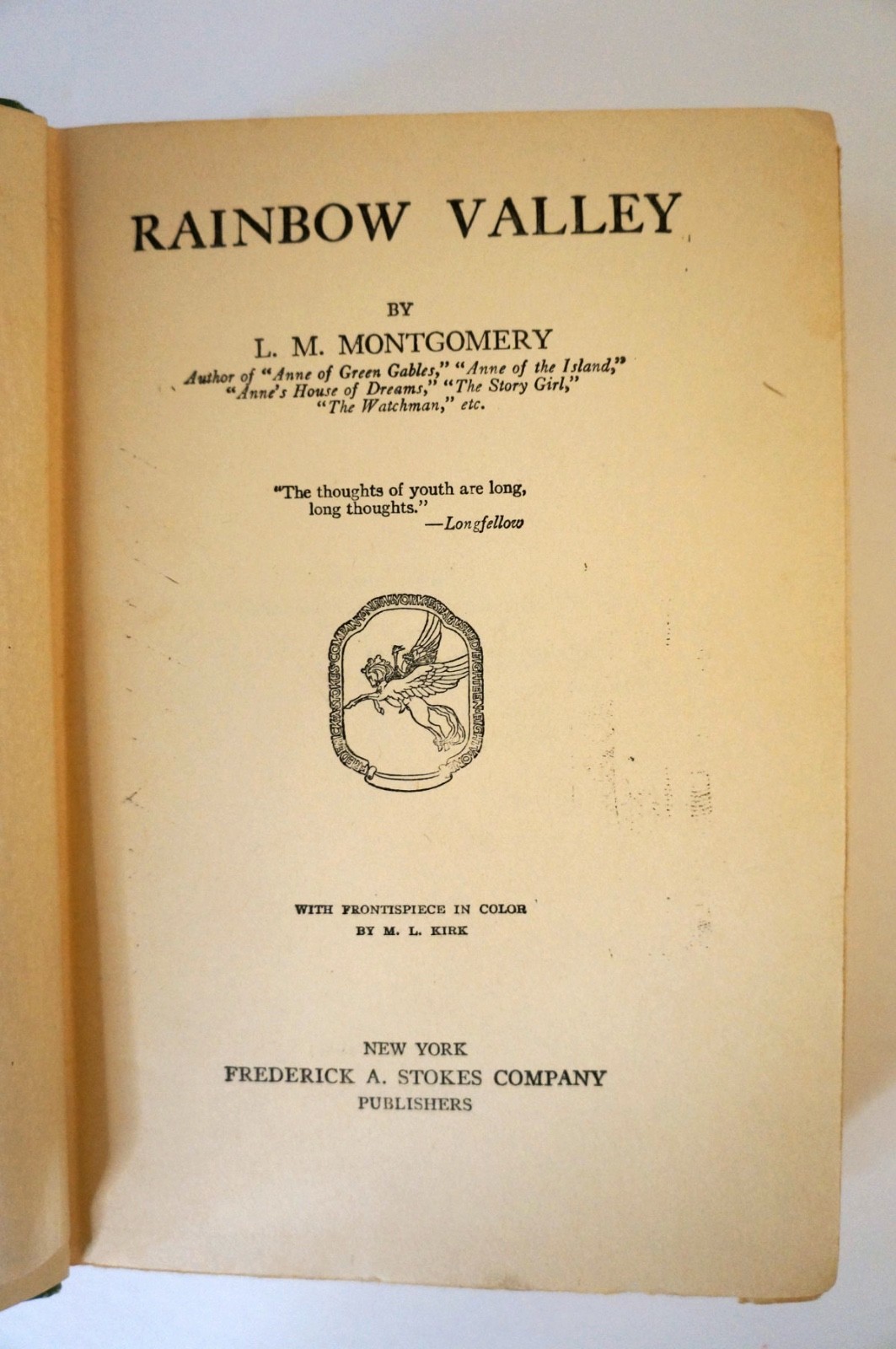 Rainbow Valley by L.M. Montgomery 1919 First Edition Hardcover