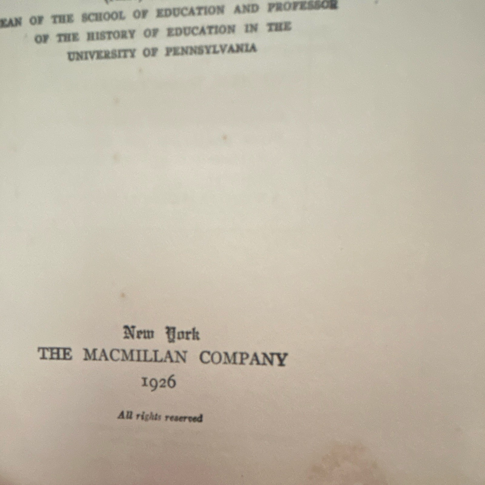 Antique Book “A Student’s History of Education” 1926 HC Inscribed