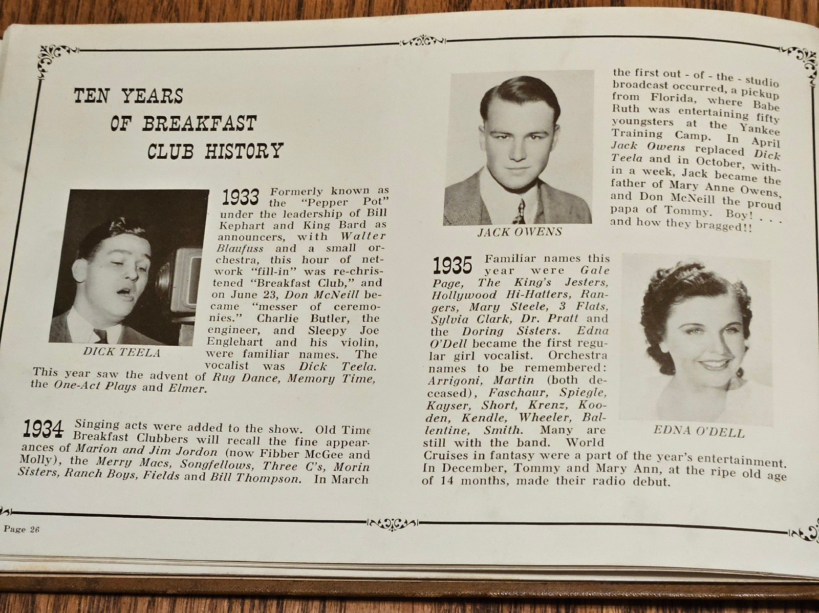 VINTAGE 1942 First Edition WWII Breakfast Club Family Album Don McNeill