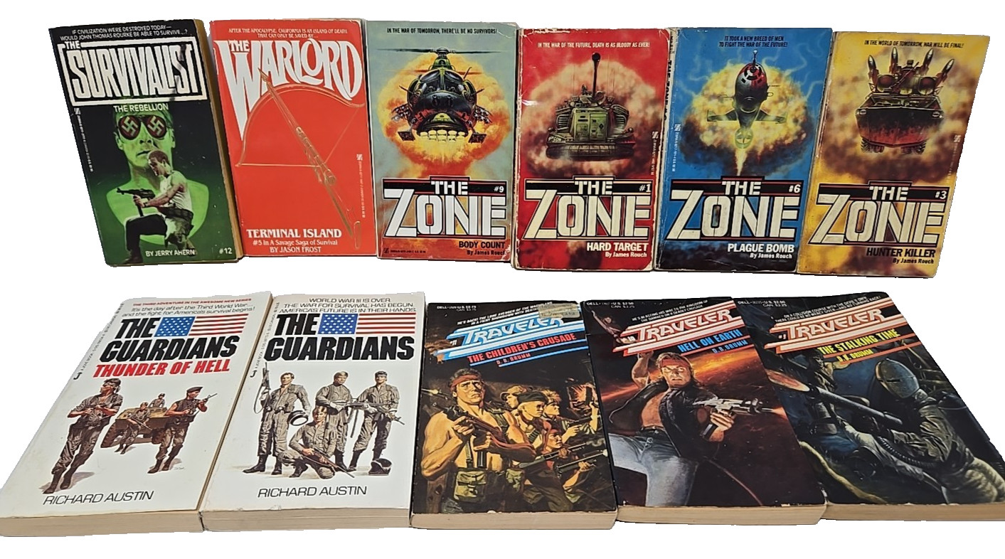 11 books MEN’S PAPERBACK ADVENTURE SERIES OF THE 1980s Post-Apocalypse WW3 Serie