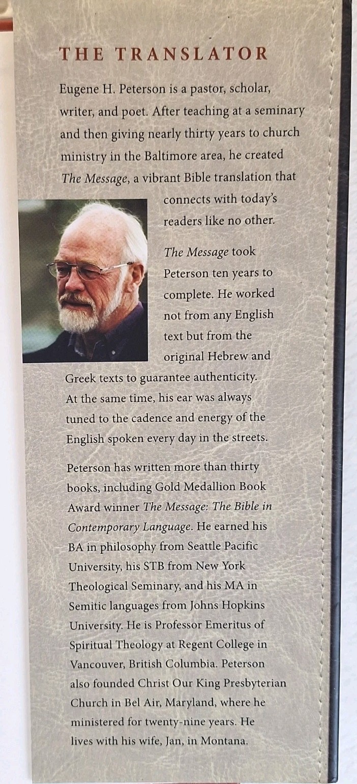 The Message Study Bible By Eugene H. Peterson 2012 Version 2 w/ Dust Jacket
