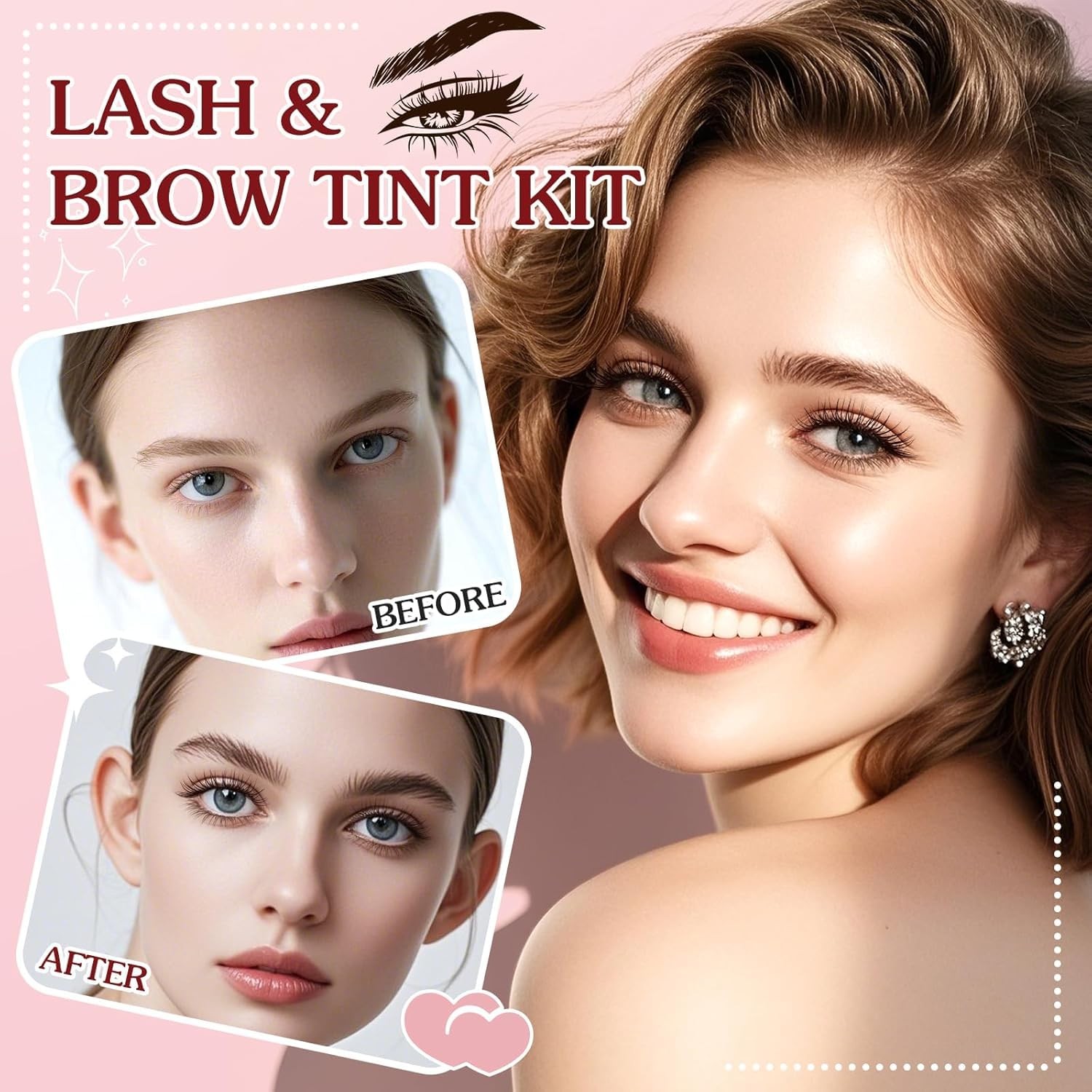 Eyelash & Eyebrow Color Kit,2 in 1 0.23 Fl Oz (Pack of 1), Black and Brown