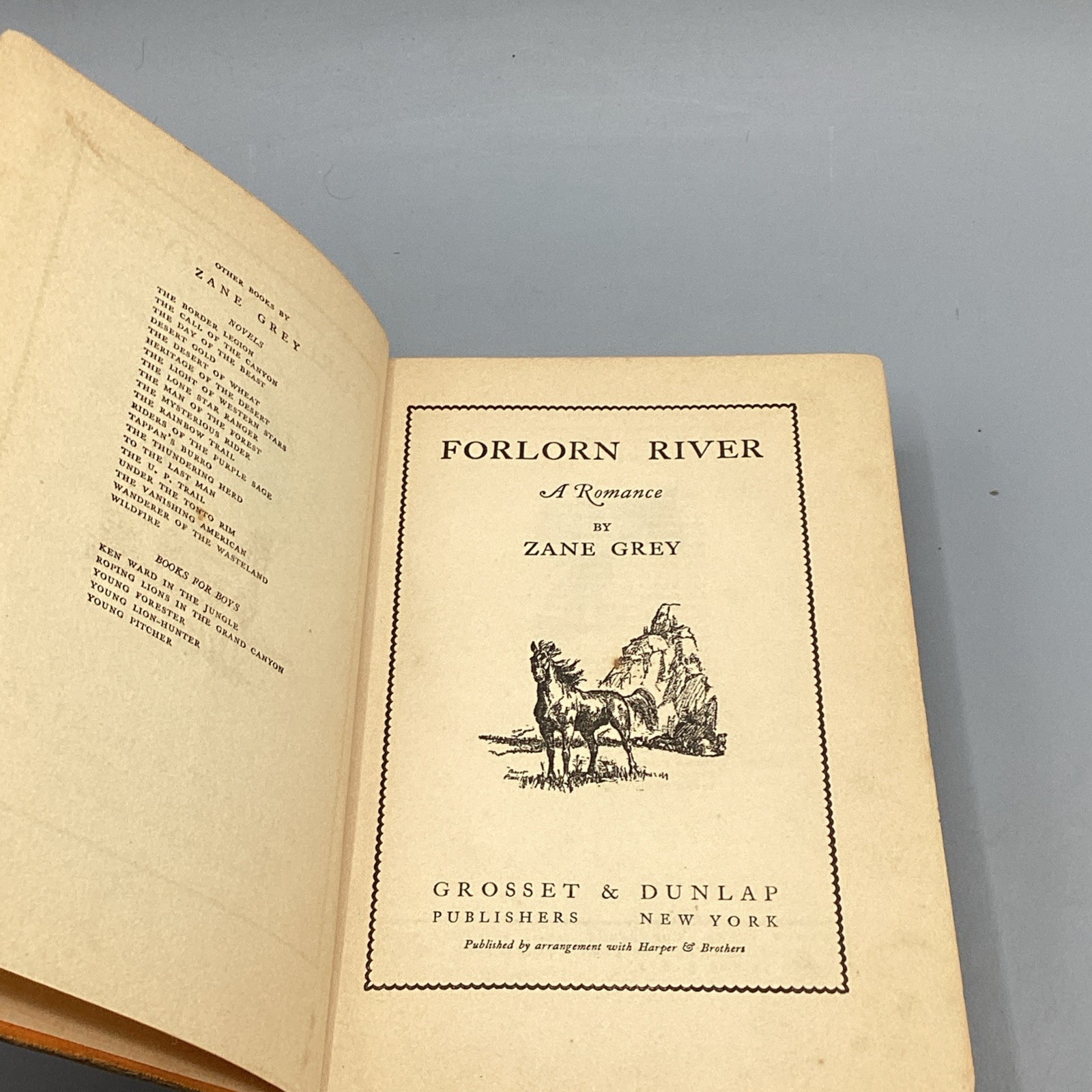 Zane Grey FORLORN RIVER 1st Edition Curtis Publishing Company 1927 HC