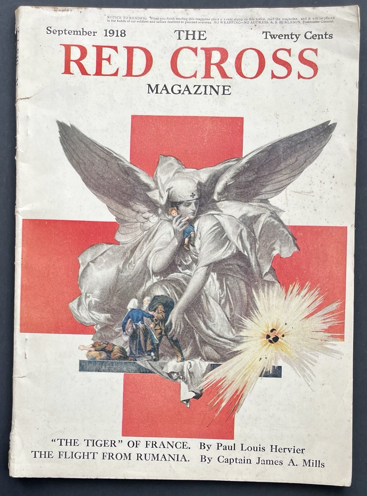 Antique Magazine Vintage Red Cross WWI WW1 Sept 1918 France Romania Doughboys