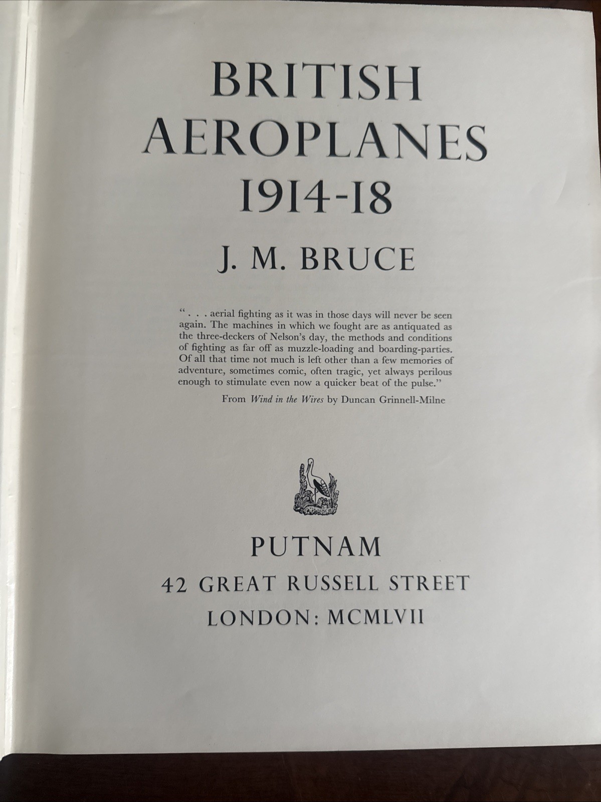 British Aeroplanes 1914-18 RAF J.M. Bruce 1957 airplanes 1st Ed. illus WWI TEAL