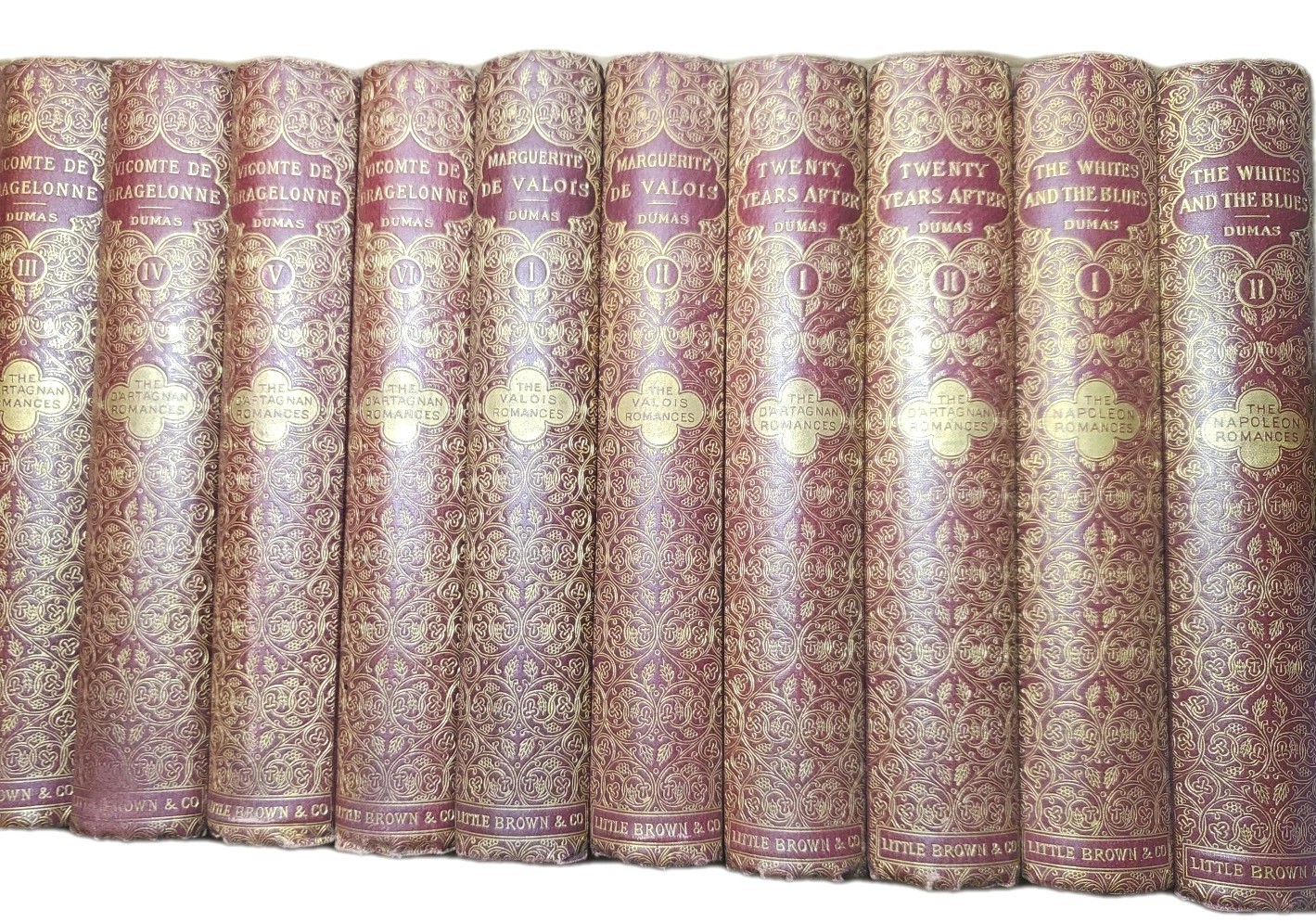 Volume Set Alexandre Dumas Up To 40 Books Fine Binding 1800s Red Gold Beautiful