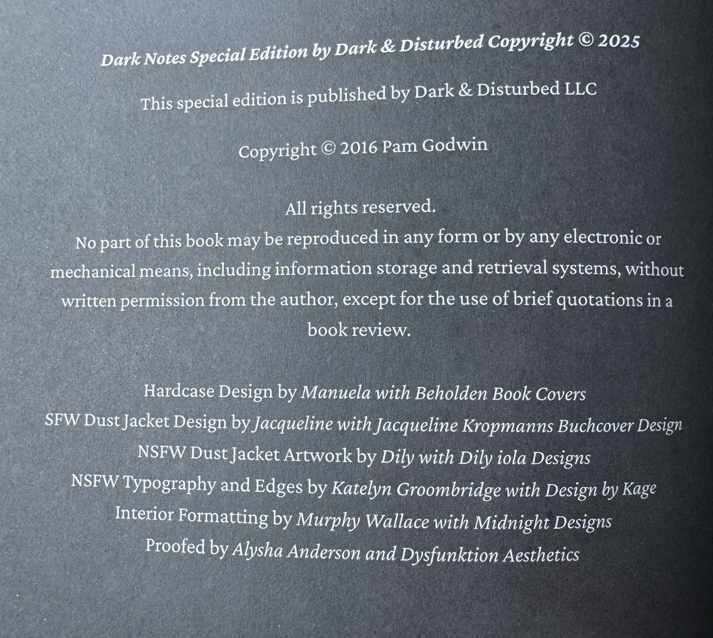 Pam Godwin Dark Notes Blackout Romance NSFW Special Edition Hardcover New