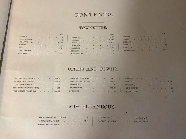 Wisconsin Atlas Plat Book Brown County 1889 History Color Maps Green Bay De Pere