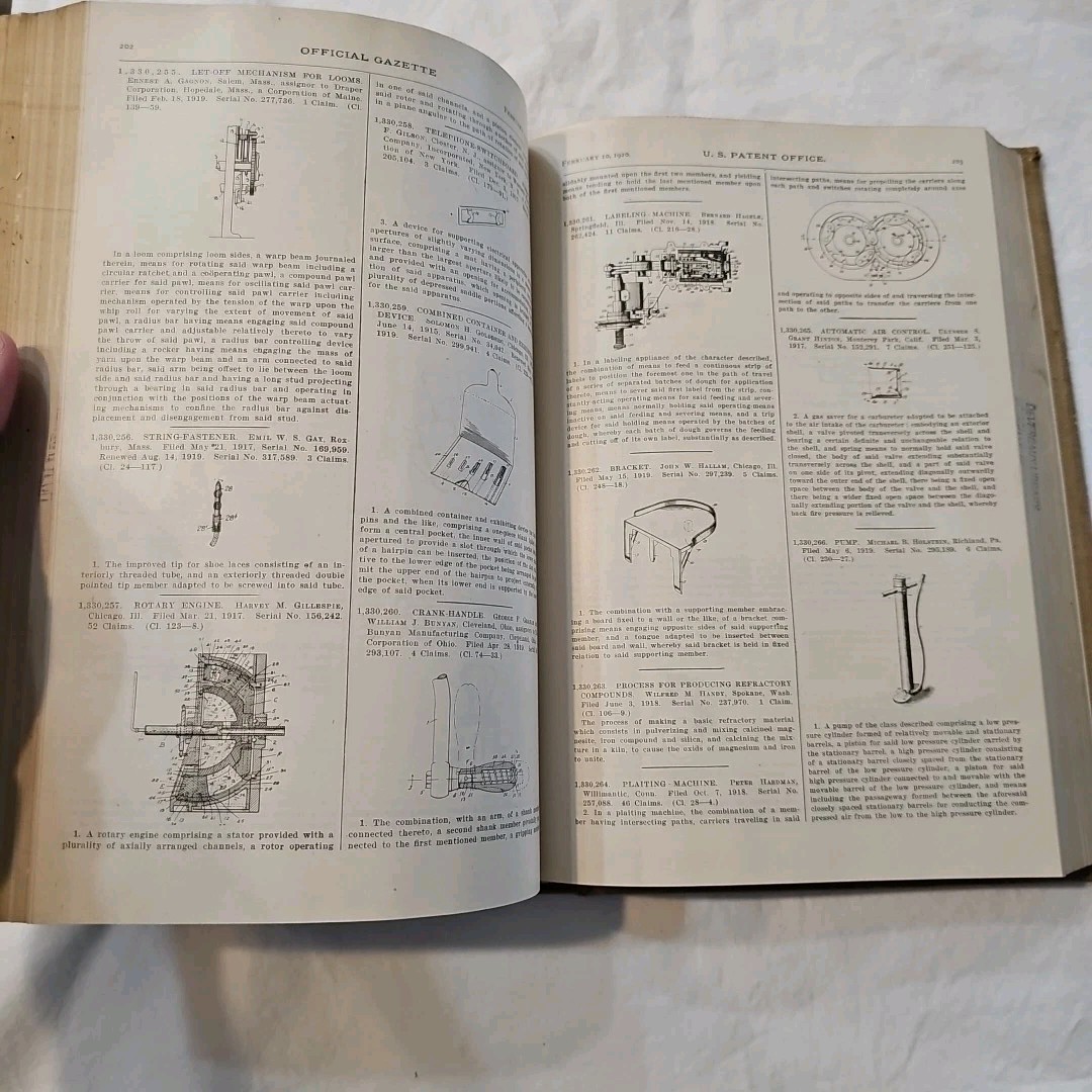 Antique Official Gazette of the United States Patent Office February 1920 Vo 271