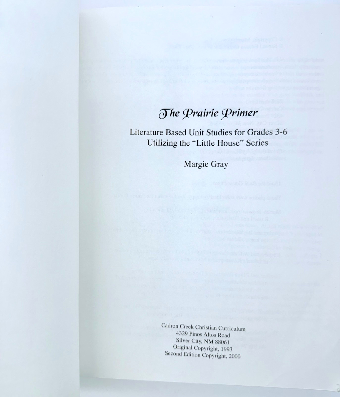 The Prairie Primer Literature Based Unit Study Little House Prairie Paperback