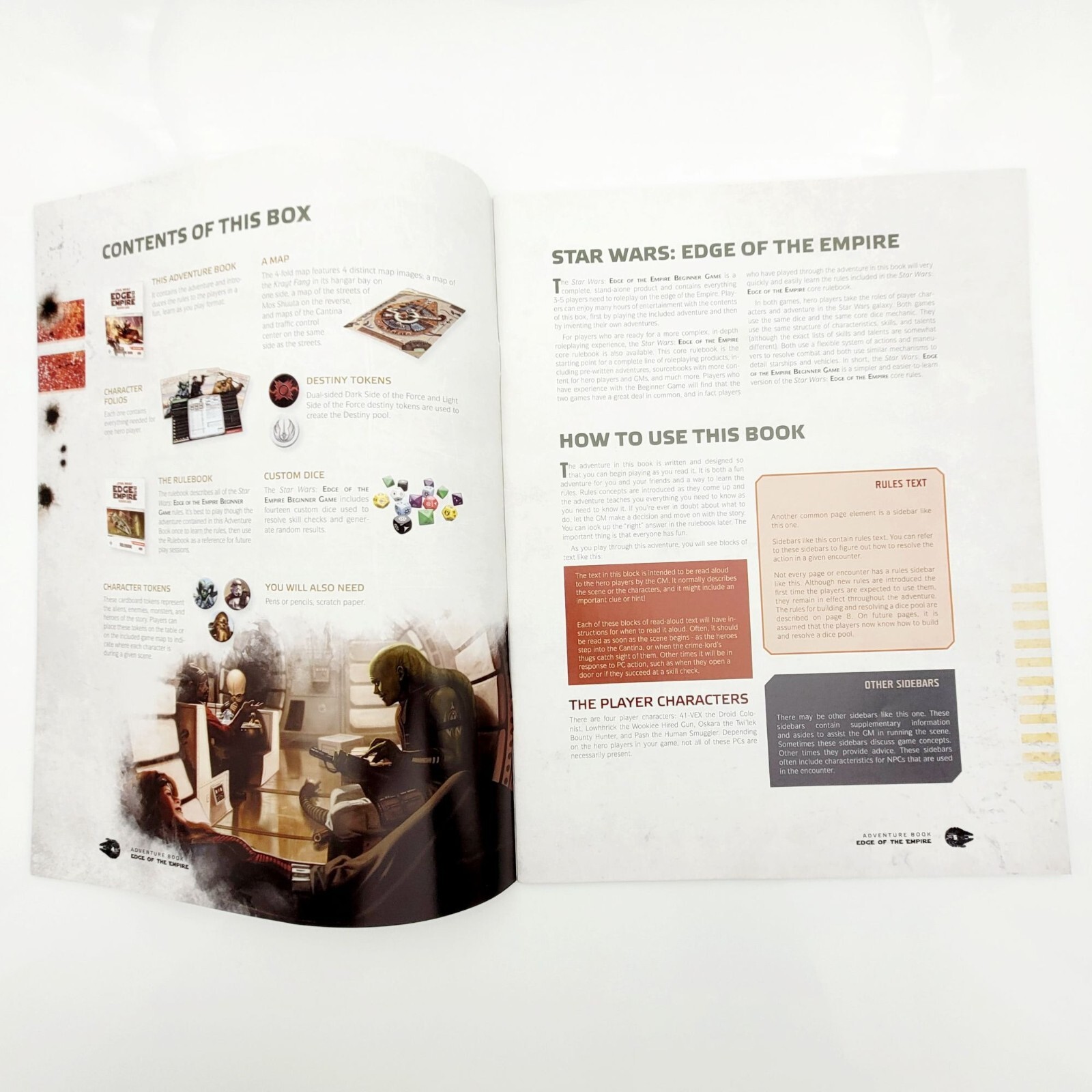 Star Wars Edge of the Empire Beginner Game Adventure Book & Rulebook