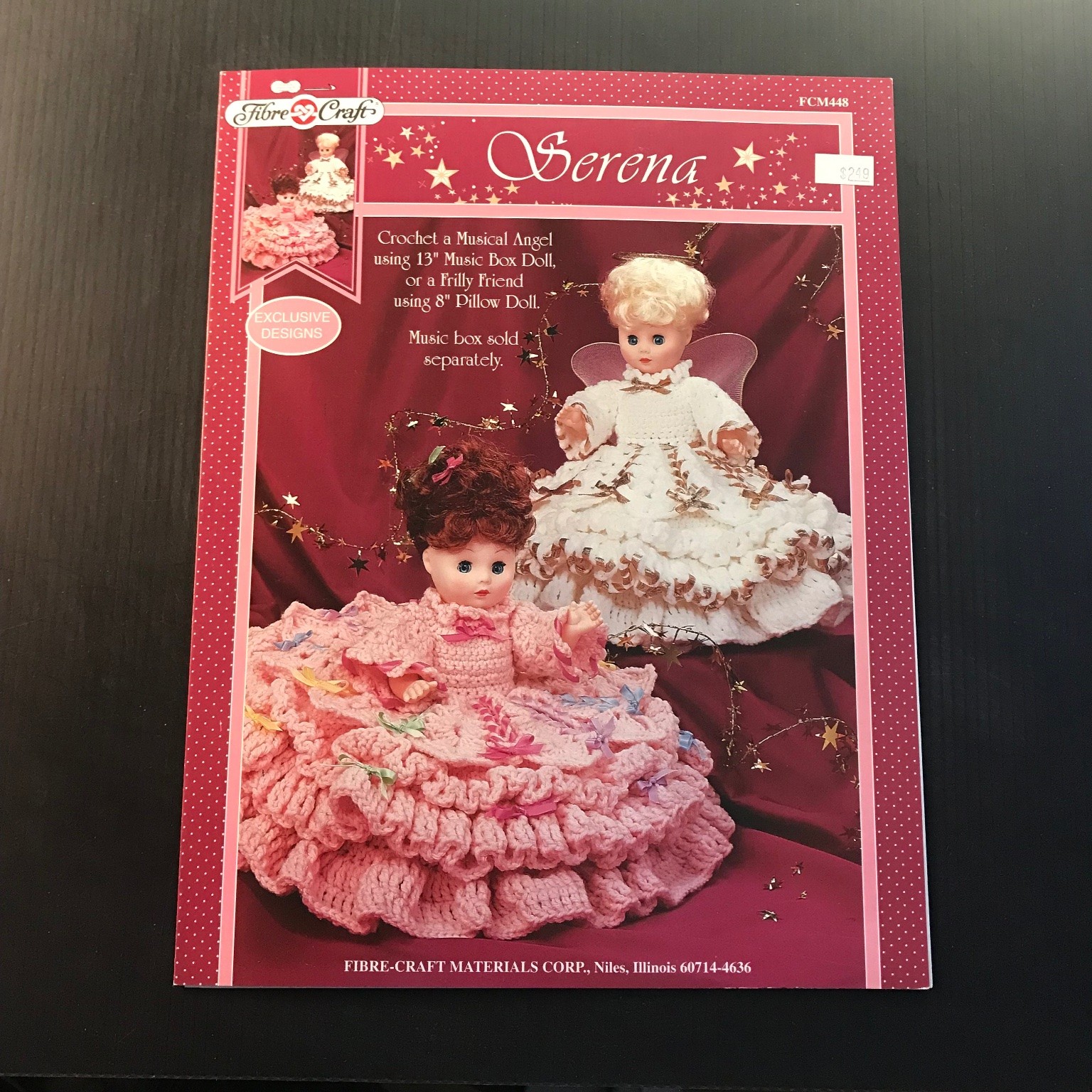 Serena Crochet Pattern Fibre-Craft FCM448 1996 Music Box Angel Pillow Doll