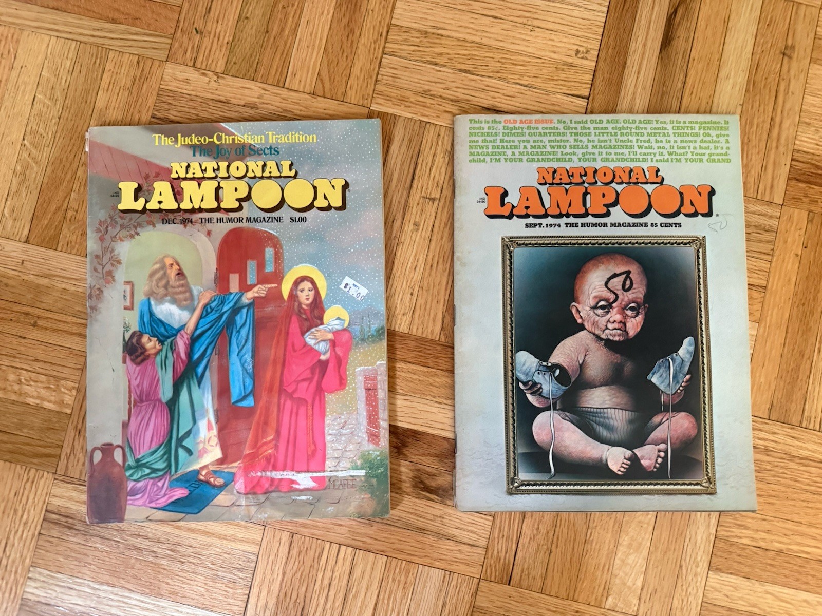 Lot of 10 National Lampoon Magazines 1974-1975 Issues (No Mailing Labels) humor