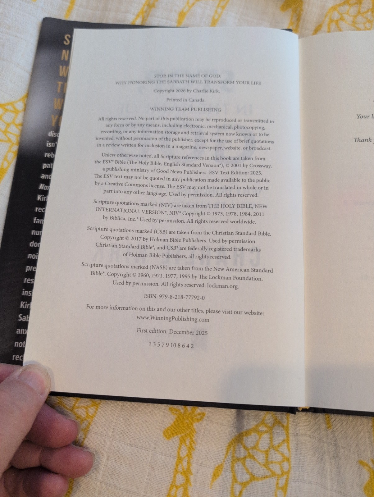 Stop, In the Name of God Charlie Kirk 2025 Hardcover Book HC/DJ First Edition