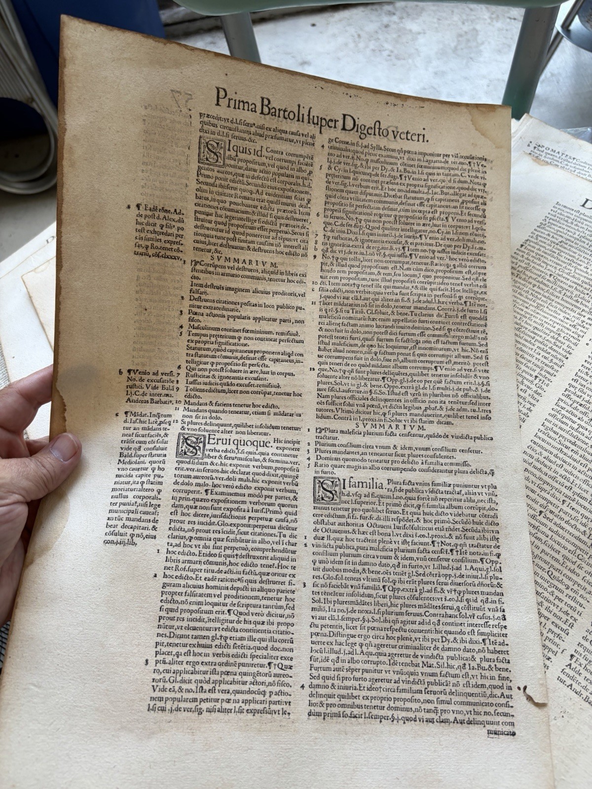Antique Original 16th Century 1500’s Large 16.5×11 Inch Italian Book Pages 8