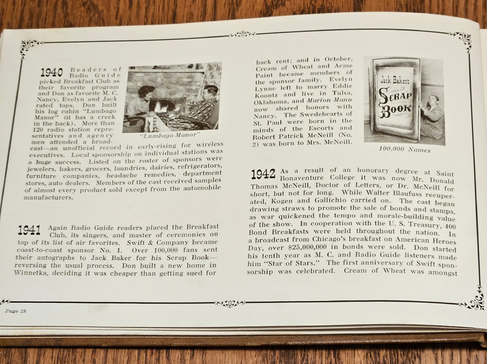 VINTAGE 1942 First Edition WWII Breakfast Club Family Album Don McNeill